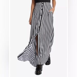 Cato navy blue and white stripe button down maxi skirt , size M
